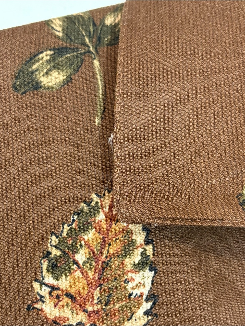Vintage Bushwacker USA Brown Floral/Leaves Long-Sleeve Button-Down Shirt - Picture 5 of 6